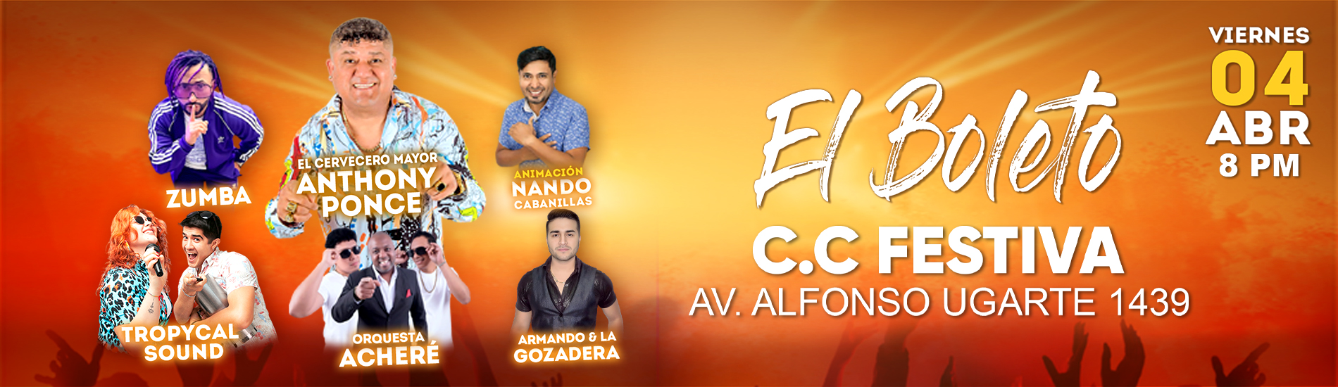 El Boleto con Anthony Ponce, Zumba y más en el Centro de Convenciones Festiva